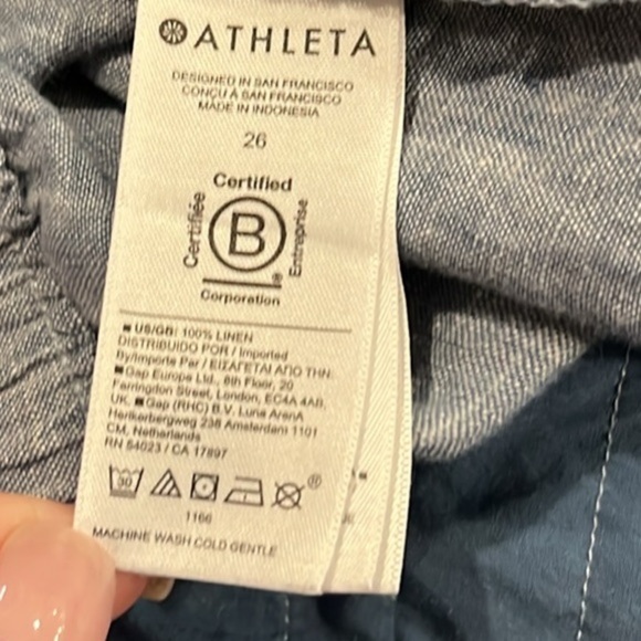 Athleta retreat blue linen pull on wide leg pants size 26 - Picture 10 of 11